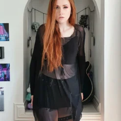 Necessary Evil Freya Draped Mesh Tunic Top