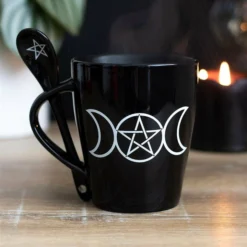 Homeware Gothic Gifts Triple Moon Mug And Spoon Set
