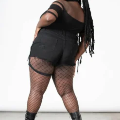 New Arrivals Killstar Fury Road Denim Garter Shorts | Plus Size Ladies Trousers 15 New Arrivals Killstar Fury Road Denim Garter Shorts