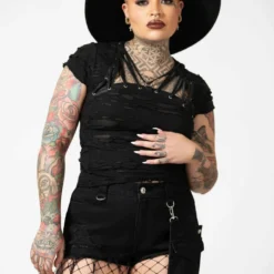 New Arrivals Killstar Fury Road Denim Garter Shorts