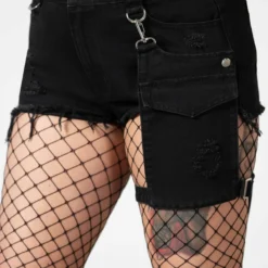 New Arrivals Killstar Fury Road Denim Garter Shorts