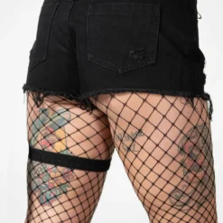 New Arrivals Killstar Fury Road Denim Garter Shorts | Plus Size Ladies Trousers 12 New Arrivals Killstar Fury Road Denim Garter Shorts