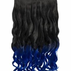 Gothic Attitude (Black/Blue) Curly Two Tone 20" Hair Extensions