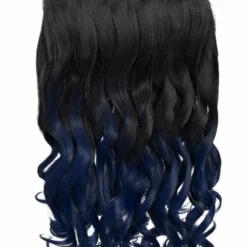 Gothic Attitude (Black/Dark Blue) Curly Two Tone 20" Hair Extensions