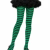 Gothic Attitude Black And Green Striped Tights Accessories