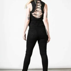 Killstar Hardy Lace Up Vest Top Ladies