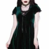 Killstar Heather Velvet Babydoll Dress Emerald