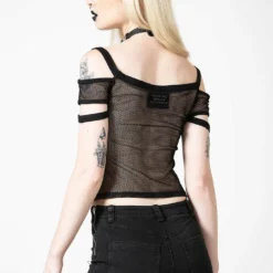 Killstar Huntly Fishnet Bardot Top Ladies