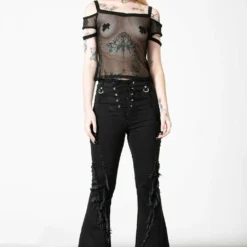 Killstar Huntly Fishnet Bardot Top Ladies