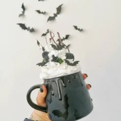 New Arrivals Weird & Wonderful Ceramics Matte Black Bat Stumpy Mug