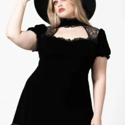 Ladies Killstar Julienne Velvet Keyhole Dress