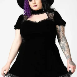 Ladies Killstar Julienne Velvet Keyhole Dress