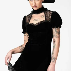 Ladies Killstar Julienne Velvet Keyhole Dress