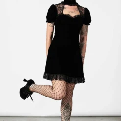 Ladies Killstar Julienne Velvet Keyhole Dress