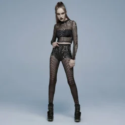 Ladies Punk Rave Inclementia Leggings Black / White