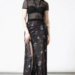 Killstar Kleadora Mesh Maxi Skirt