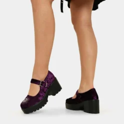 Koi Footwear Koi Della Purple Velvet Witch Mary Janes Ladies