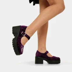 Koi Footwear Koi Della Purple Velvet Witch Mary Janes Ladies