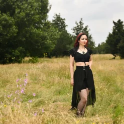 Ladies Necessary Evil Camazotz Bat Wing Effect Lace Up Bolero Top