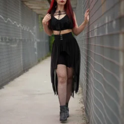 Ladies Necessary Evil Camazotz Bat Wing Effect Lace Up Bolero Top