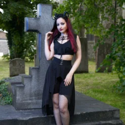 Ladies Necessary Evil Camazotz Bat Wing Effect Lace Up Bolero Top