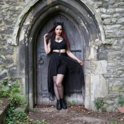 Ladies Necessary Evil Camazotz Bat Wing Effect Lace Up Bolero Top