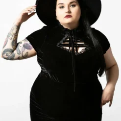 Killstar Malady Lace-Up Top Black Ladies