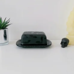 Weird & Wonderful Ceramics Matte Black Bat Butter Dish