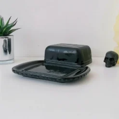 Weird & Wonderful Ceramics Matte Black Bat Butter Dish