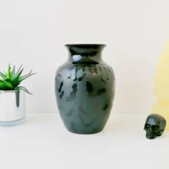Weird & Wonderful Ceramics Matte Black Bat Curved Vase
