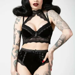 Killstar Mercy Lace Bra Black