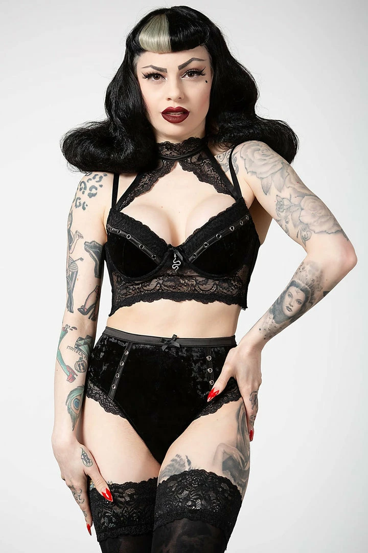 Killstar Mercy Lace Bra Black - Gothic Plus Size Lingerie for Women 3 Killstar Mercy Lace Bra Black