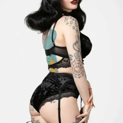 Killstar Mercy Lace Garter Belt Black