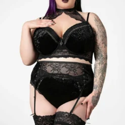 Killstar Mercy Lace Garter Belt Black