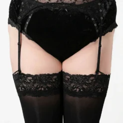 Killstar Mercy Lace Garter Belt Black