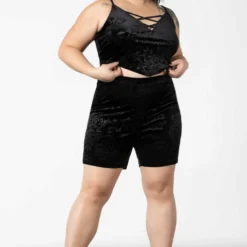 Killstar Misfortune Velvet Cycle Shorts Ladies