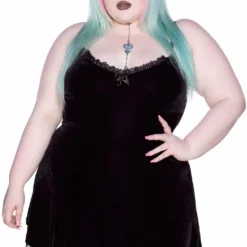 Killstar Moonstruck Velvet Skater Dress Black Ladies