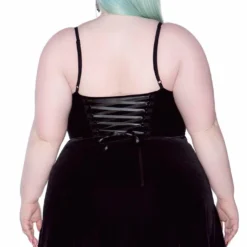 Killstar Moonstruck Velvet Skater Dress Black Ladies