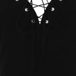 Ladies Necessary Evil Minerva Plunge Lace Up Halter Top