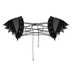 Ladies Necessary Evil Camazotz Bat Wing Effect Lace Up Bolero Top