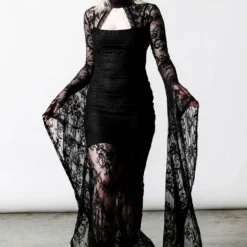 Killstar Phenomena Lace Maxi Dress Black Ladies
