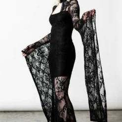 Killstar Phenomena Lace Maxi Dress Black Ladies