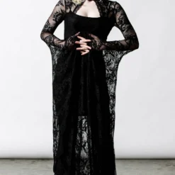 Killstar Phenomena Lace Maxi Dress Black Ladies
