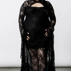 Killstar Phenomena Lace Maxi Dress Black Ladies