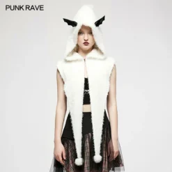 Punk Rave Batty Hooded Capelet - White