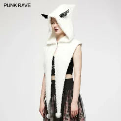 Punk Rave Batty Hooded Capelet - White