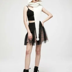 Punk Rave Batty Hooded Capelet - White