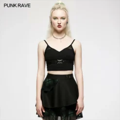 Punk Rave Beating Heart Crop Top - Black Ladies
