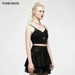 Punk Rave Beating Heart Crop Top - Black Ladies