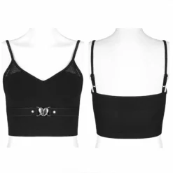 Punk Rave Beating Heart Crop Top - Black Ladies